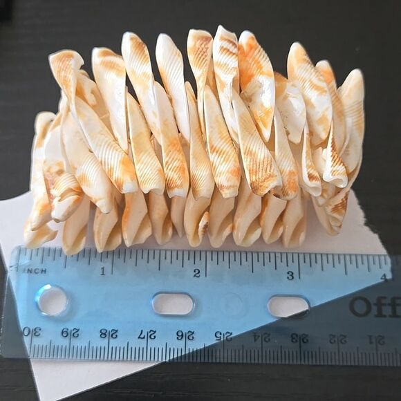 SEASHELL Bracelet WOMEN shells elastic band cream tan off white jewelry unique - Picture 7 of 15